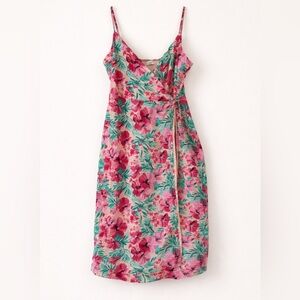 J Crew pink floral midi dress